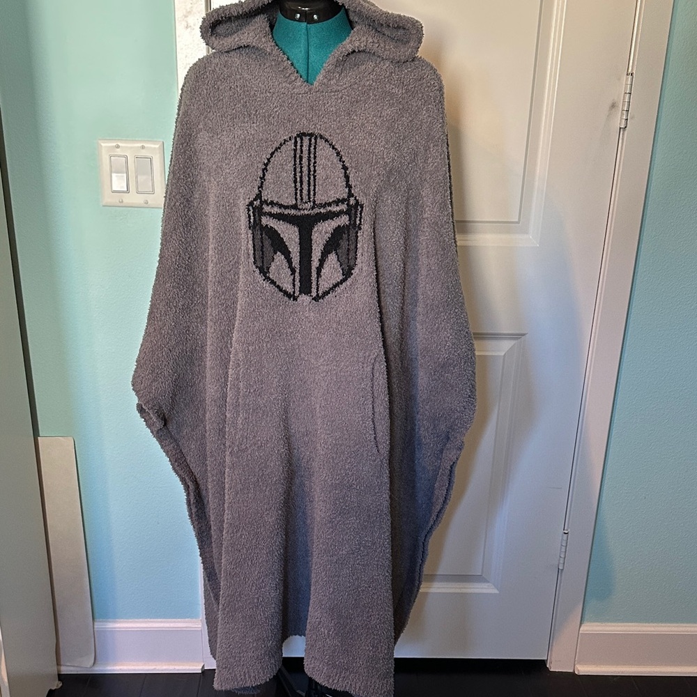 Barefoot Dreams Gray Hooded Sweater with Mandalorian Design